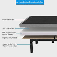 Queen Adjustable Bed with 10 Inch Gel Memory Foam Sleep System, Massage, Zero Gravity, Anti-Snore, Programmable Memory Positions, USB, Underbed Lighting, Zero Clearance
