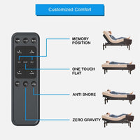 Queen Adjustable Bed with 10 Inch Gel Memory Foam Sleep System, Massage, Zero Gravity, Anti-Snore, Programmable Memory Positions, USB, Underbed Lighting, Zero Clearance