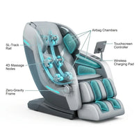 Massage Chair 4D Full Body Zero Gravity 55" Long Sl-Track,Grey — How It Works