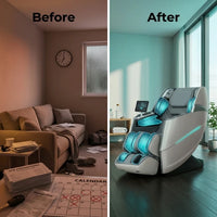 Massage Chair Built for Full Body Recovery, 4D Zero Gravity Reclining, 55-Inch SL Track, 40 Air Bags — Before & After